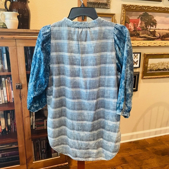 Artisan de Luxe women’s 3/4 sleeve hi-lo chambray tunic top SZ S blue - Picture 7 of 7